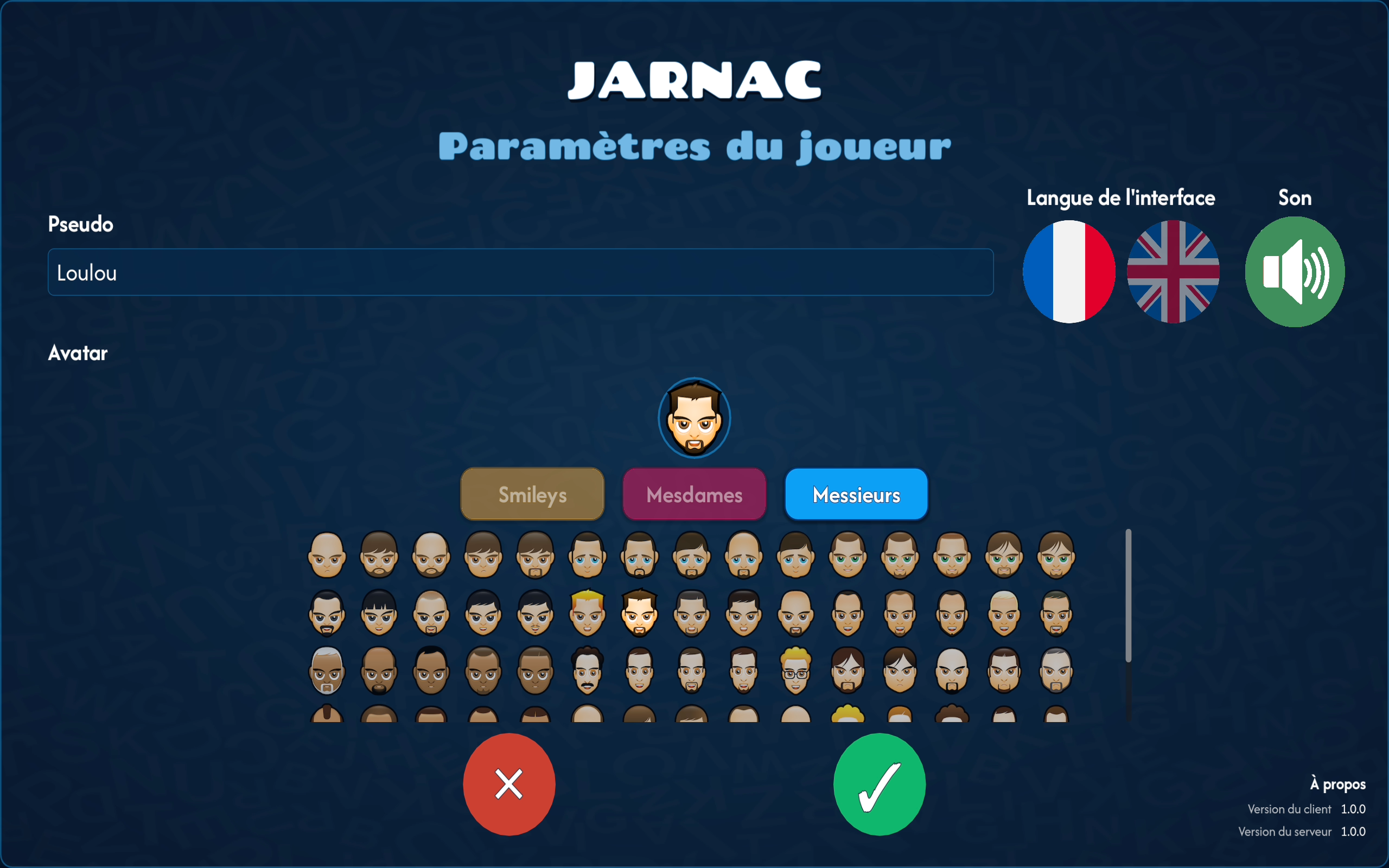 Paramètres du joueur